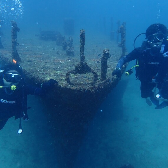 Scuba diver exploring coral reef in Kalpitiya Sri Lanka